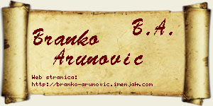 Branko Arunović vizit kartica